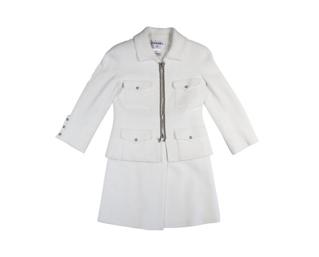 Chanel Traje Chaqueta Blanco T 36/38