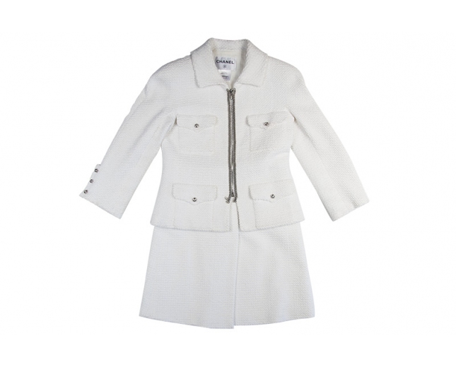 Chanel Traje Chaqueta Blanco T 36/38