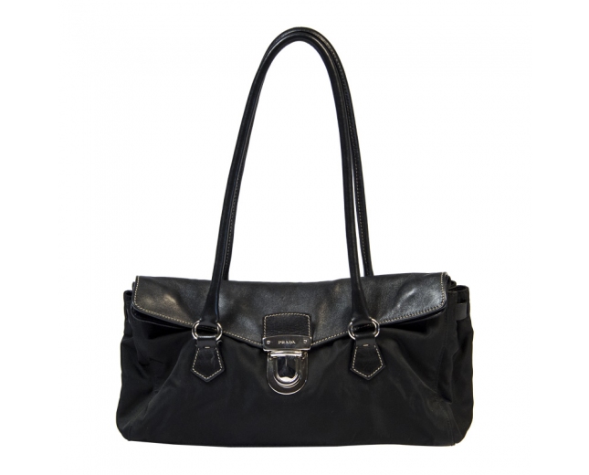 Prada Bolso Nylon y Piel Negro