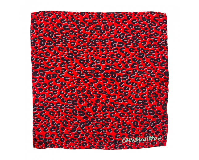 LV Pañuelo Leopardo Rojo