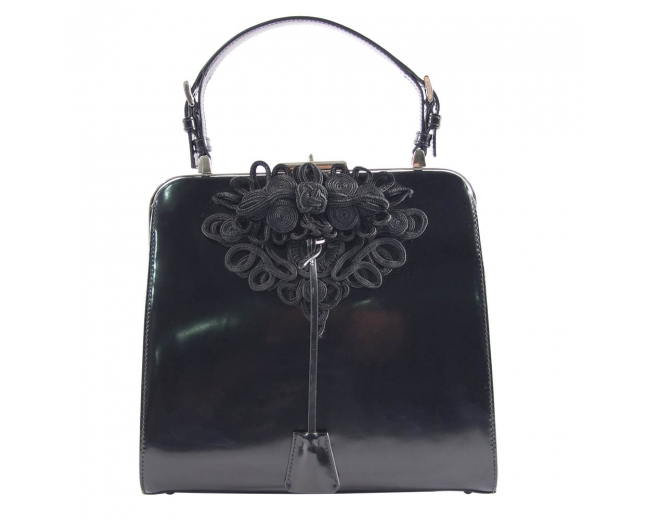 Prada Bolso Frame Bordado Negro