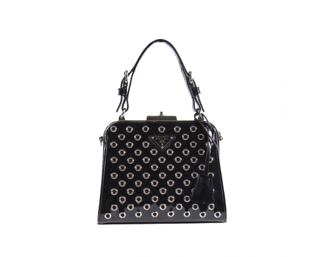 Prada Mini Bolso Negro Charol