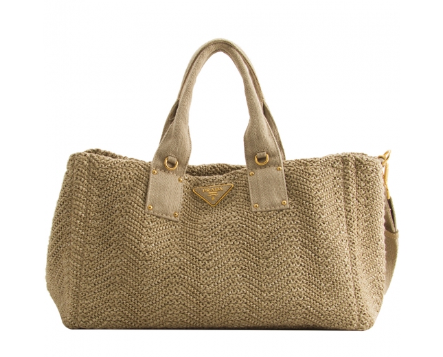 Prada Bolso Tote Rafia Beige