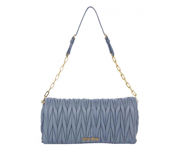 Miu Miu Bolso Matelassé Azul