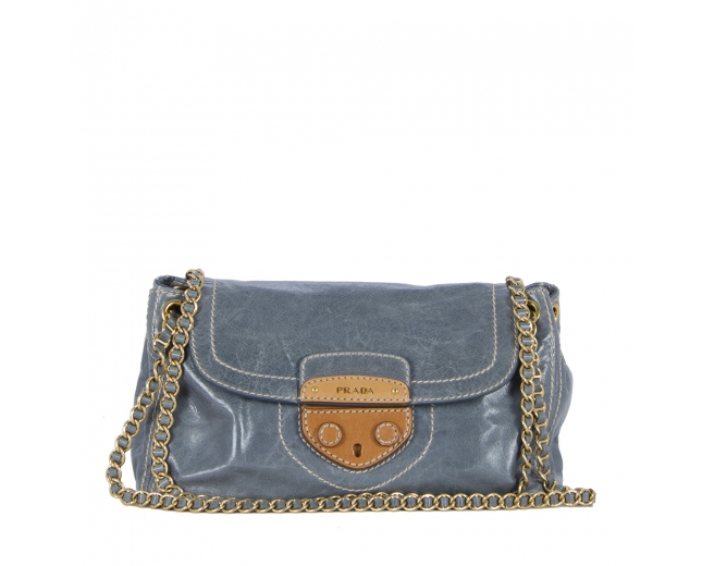 Prada Bolso Vitello Shine Azul