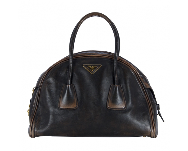 Prada Bolso Bowler Distressed Marrón