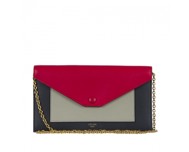 Céline Clutch Tricolor con Cadena