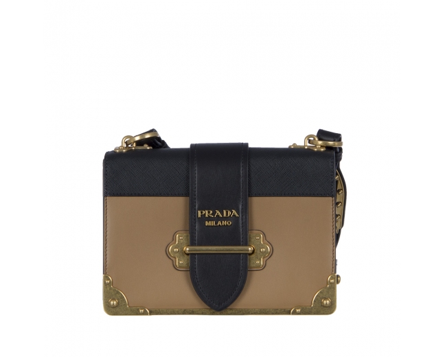 Prada Bolso Cahier Caramelo/Negro