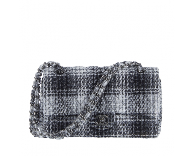 Chanel Timeless Tweed Cuadros Gris