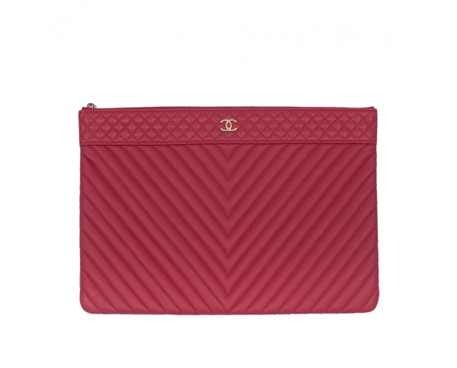 Chanel Clutch O Case Chevron Diamond