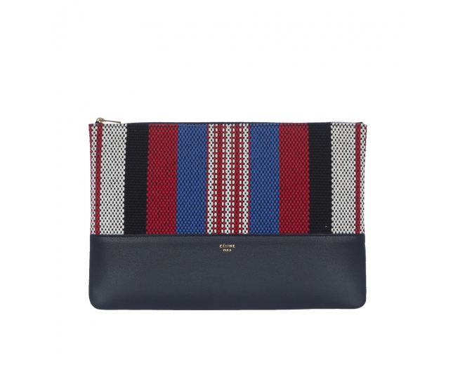 Celine Solo Clutch Pouch Rayas Navy