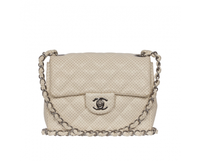 Chanel Mini Classic Perforado Blanco