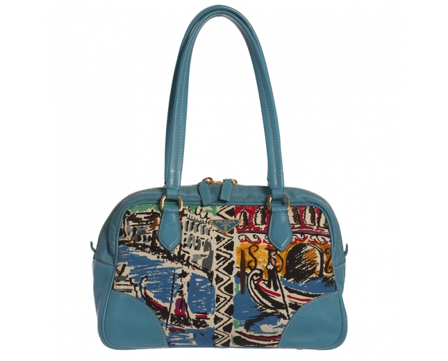 Prada Bolso Azul Estampado Veneciano