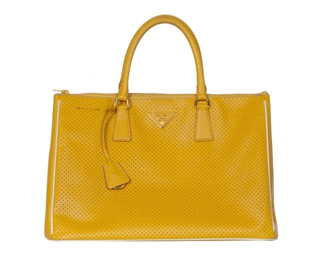 Prada Bolso Fori Perforado Amarillo