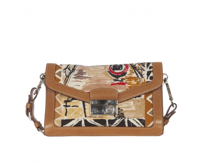 Prada Bolso Beige Estampado Veneciano