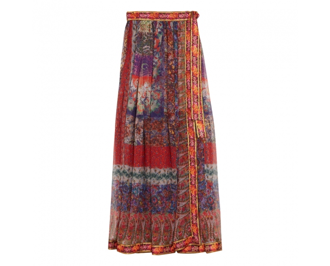 Etro Falda Folk Chiffon de Seda T 38