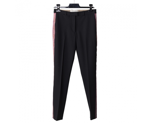 Etro Pantalón Negro Galón Rosa T XS