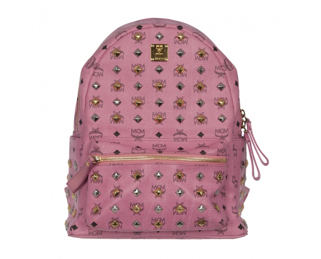 MCM Stark Studded Mochila Rosa