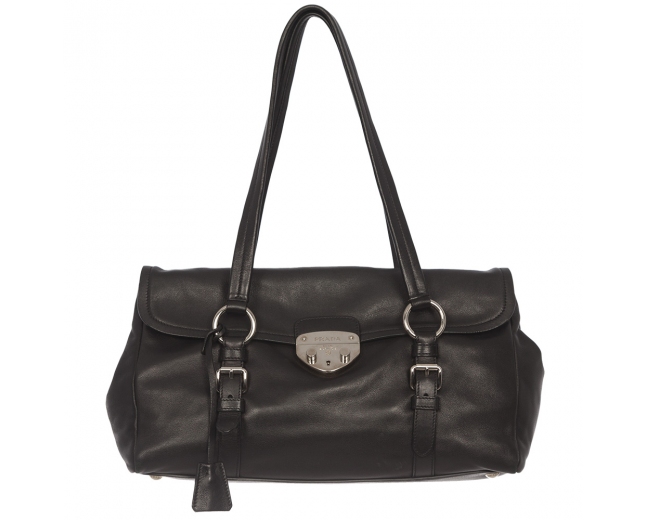 Prada Bolso Satchel Negro