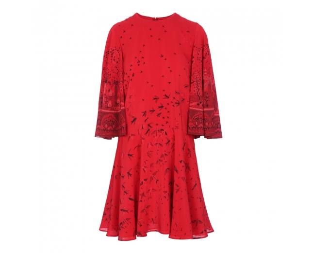 Valentino Vestido Rojo Golondrinas T 36