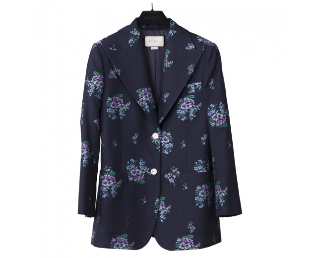 Gucci Chaqueta Jacquard Azul T 36