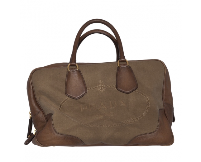 Prada Bolso Satchel Canvas Beige