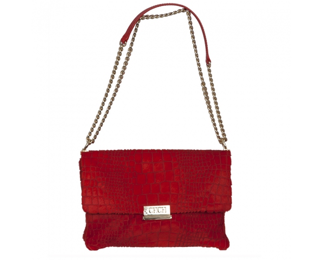 CH Bolso Piel Pelo Rojo Grabado Croc