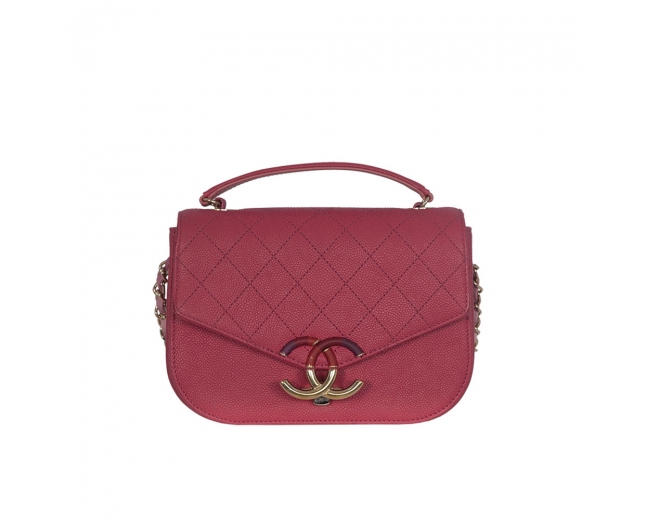 Chanel Bolso Solapa Piel Caviar Rojo