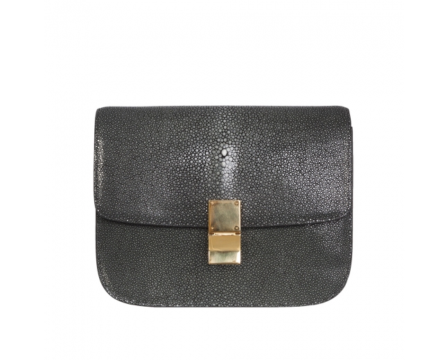 Celine Bolso Classic Box Galuchat Gris