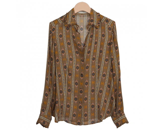 Etro Blusa Seda Ocre T 38