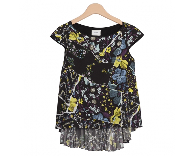 Erdem Top Negro Floral Asimétrico T 38