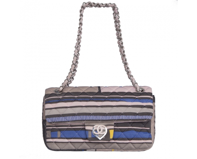 Chanel Bolso Acolchado Rayas Multicolor