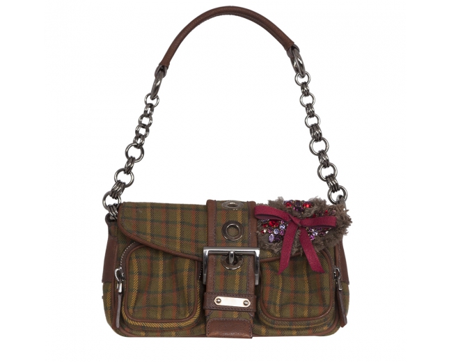 Prada Bolso Pequeño Tartan Verde