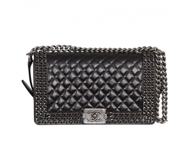 Chanel Bolso Boy Negro Ribete Cadenas