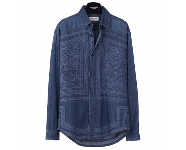 Saint Laurent Camisa Vaquera Bordada S