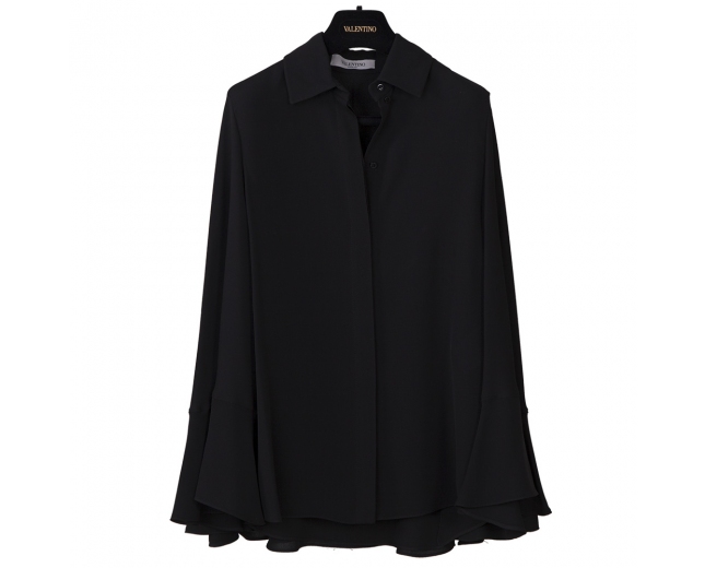 Valentino Blusa Capa Seda Negra T 38