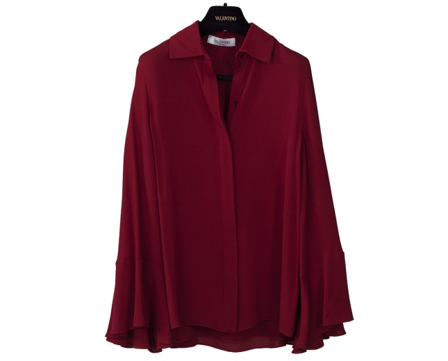 Valentino Blusa Capa Seda Roja T 38