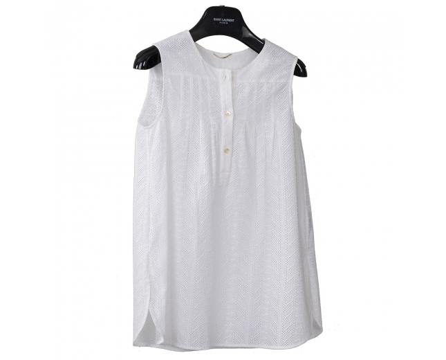 Saint Laurent Blusa Blanca Bordados T 36