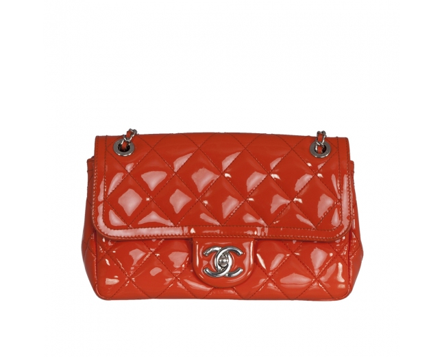 Chanel Bolso Clásico Naranja Charol