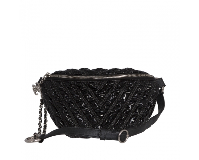 Chanel Bolso Cinturón Charol Negro