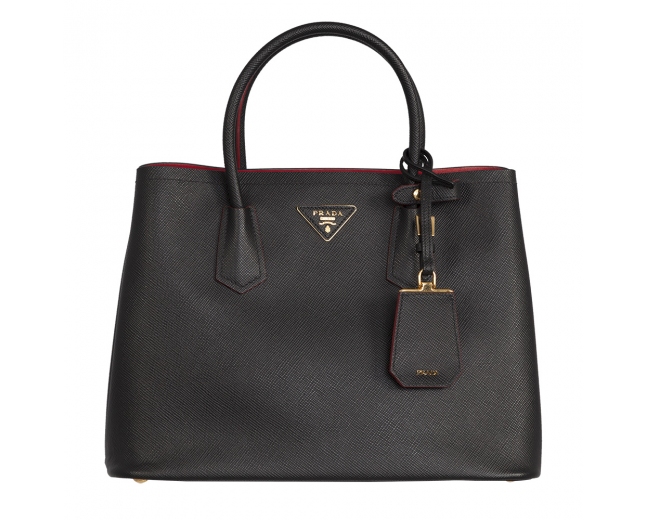 Prada Bolso Double Saffiano Negro