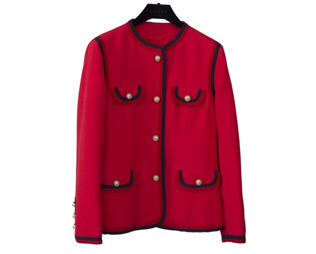 Gucci Chaqueta Roja Seda T 36