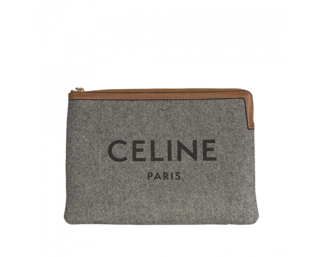 Celine Clutch Logo Lana Gris