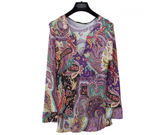 Etro Top Viscosa Paisley Morado T 38