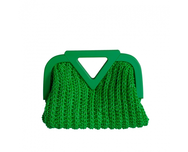 Bottega Clutch Point Mini Verde Crochet