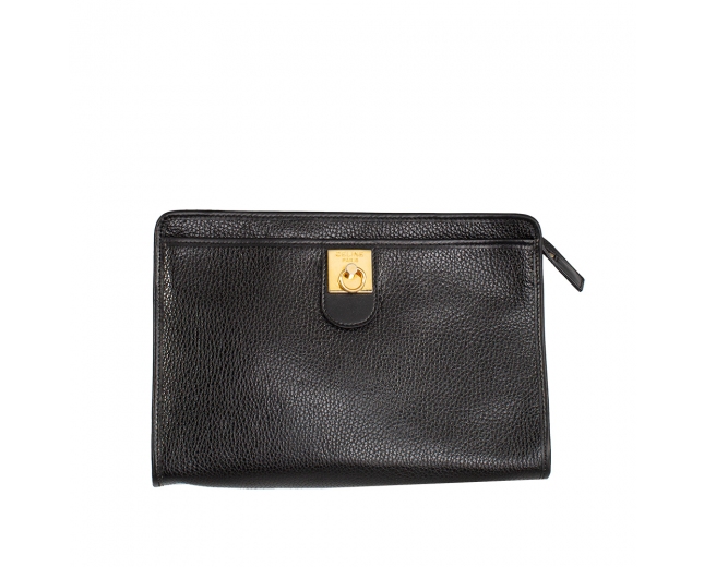 Celine Bolso Clutch Piel Negro