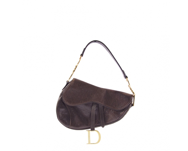 Dior Bolso Saddle Marrón Avestruz