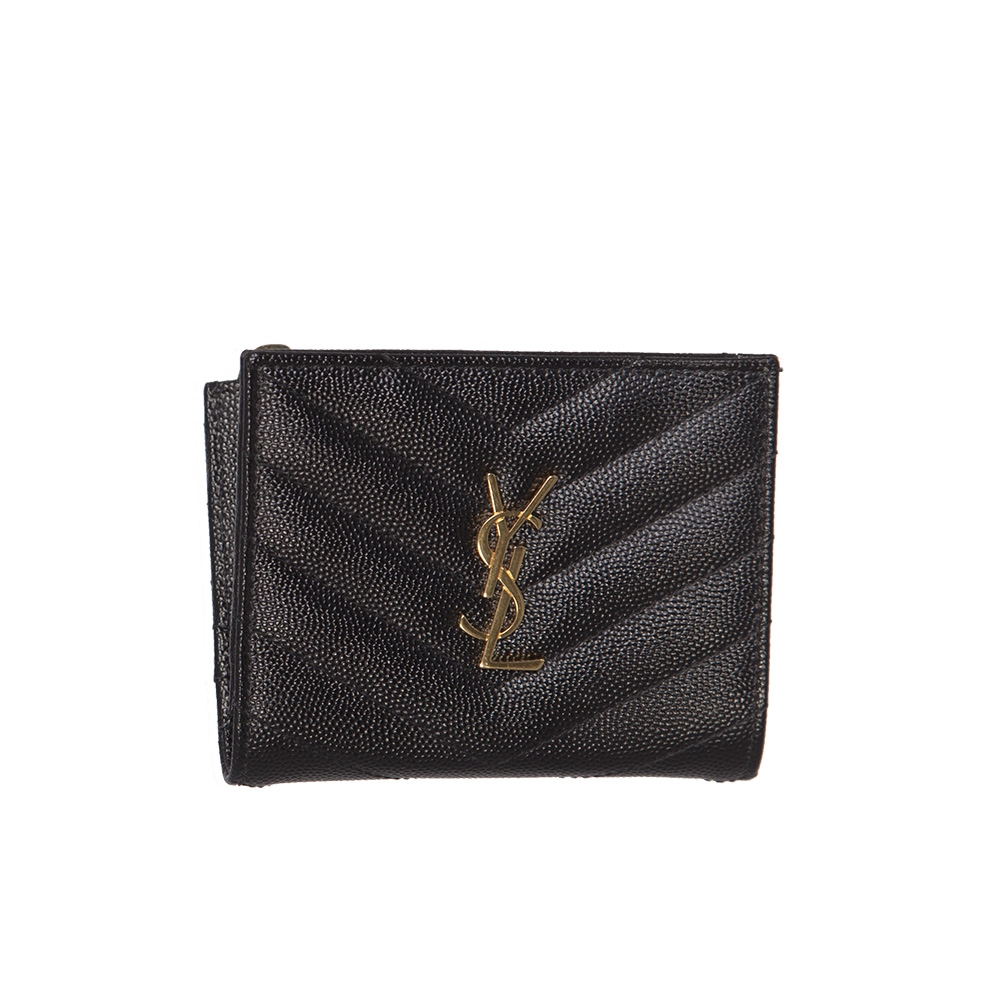 Saint Laurent Cartera Acolchada Negra Tienda de Bolsos de Marca