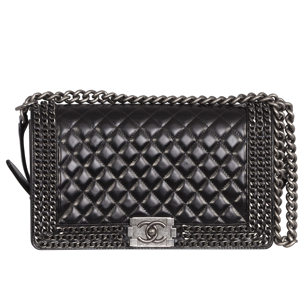 Bolso Boy Negro Ribete Cadenas - de Bolsos de online