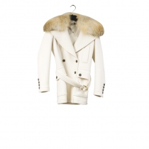 Gucci Chaqueta Blanca Lana Cuello Piel